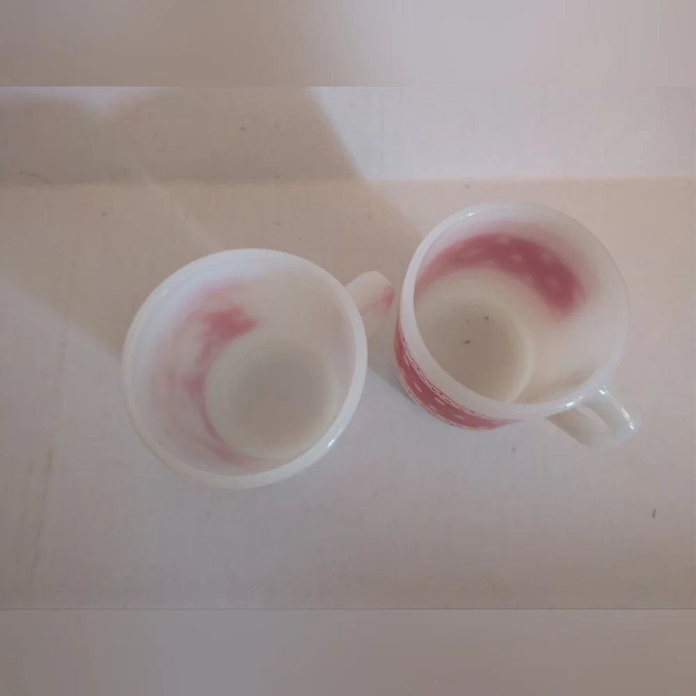 Rare Vintage Fire King Christmas Milk Glass Coffee/tea mugs.